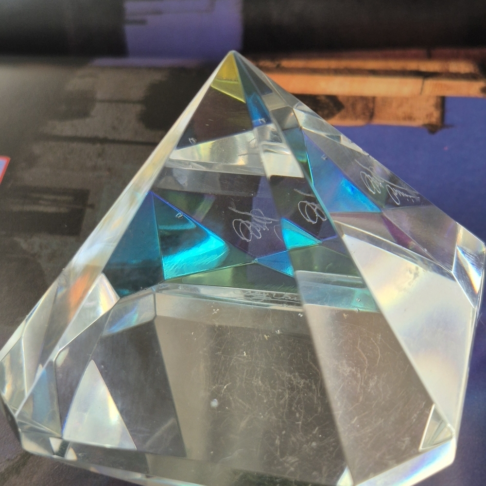 OC by Oleg Cassini Crystal Pyramid with Blue and Yellow Accents - Picture 2 of 11
